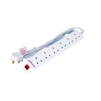 Microconnect MC-UKSURGESTRIP6-5M pagarinātājs ar pārsprieguma aizsardzību, 6 kontaktligzdas, 5m, balts