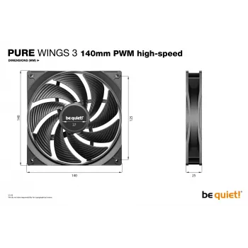 be quiet Pure Wings 3 140mm PWM augsta ātruma dzesēšanas ventilators 14 cm Melns 1 gab.