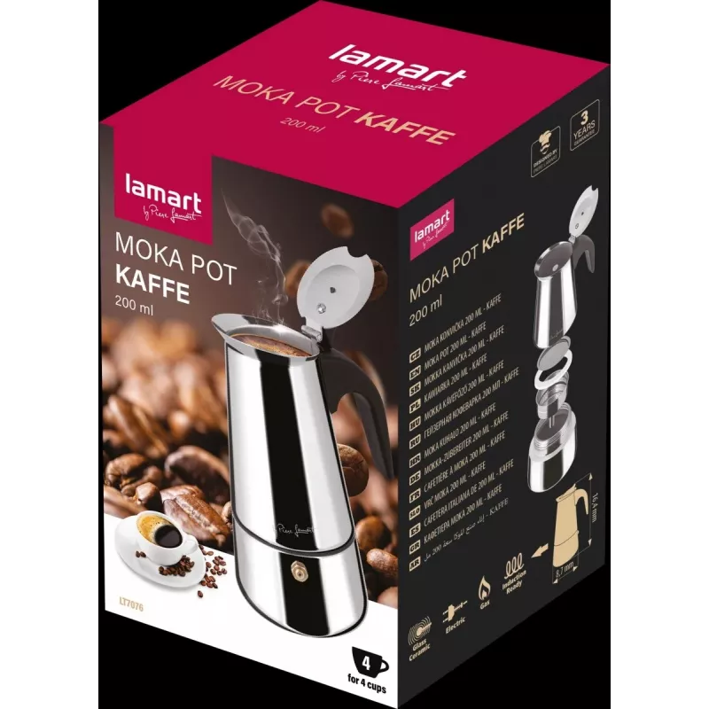 Moka kafijas katliņš LAMART LT7076 200 ml nerūsējošais tērauds
