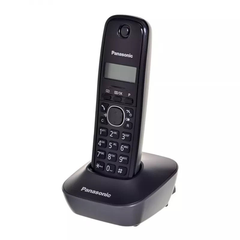 Panasonic KX-TG1611 DECT bezvadu telefons ar zvanītāja numura atpazīšanu, 50 numuru atmiņa, līdz 15 h sarunu laika, melns