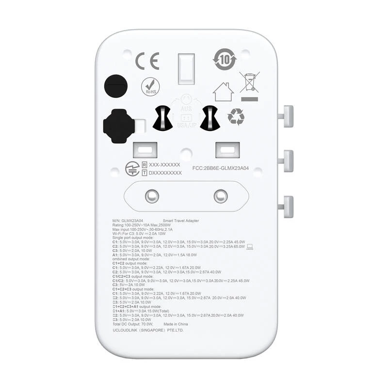 GlocalMe Roamplug balts — 4G LTE Wi‑Fi ceļojumu adapteris ar eSIM