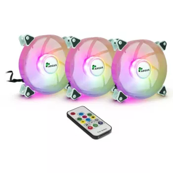 INTER-TECH Argus RGB-Fan Set RS-06 120mm 3 komplekts Balts ARGB ar kontrolieri