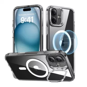 ESR Classic Hybrid Maciņš iPhone 16 Plus — caurspīdīgs ar integrētu statīvu