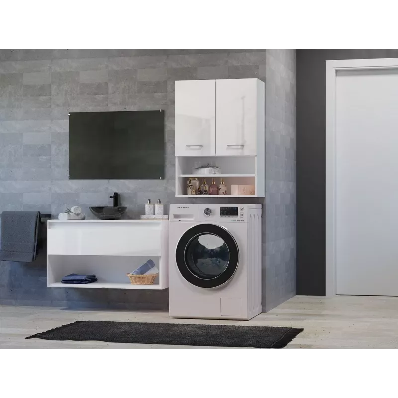 Topeshop POLA MINI DK baltā spīduma vannas istabas skapis Balts