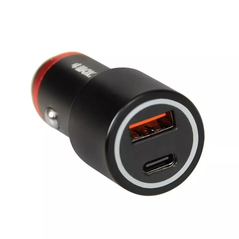iBox ICC20 autolādētājs 48W ar USB-C PD 3.0 un USB-A QC 3.0, melns