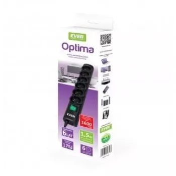 Ever OPTIMA pārsprieguma aizsargs 1.5 m (6 x UTE; 10 A; melns) (T/LZ08-OPT015/0000)