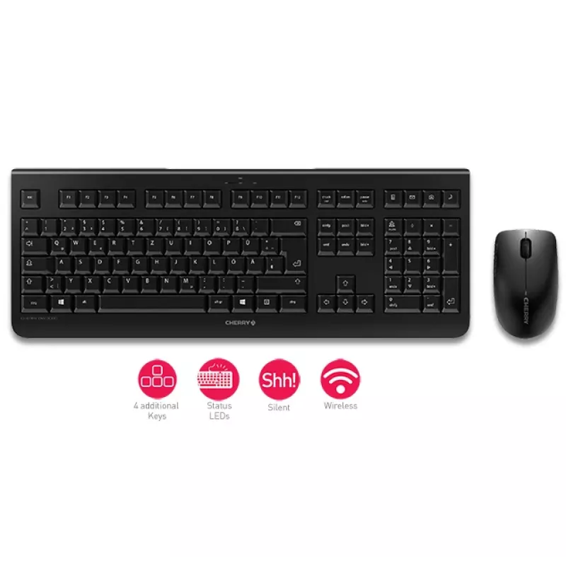 CHERRY DW 3000 bezvadu tastatūra un pele RF QWERTZ pelēka
