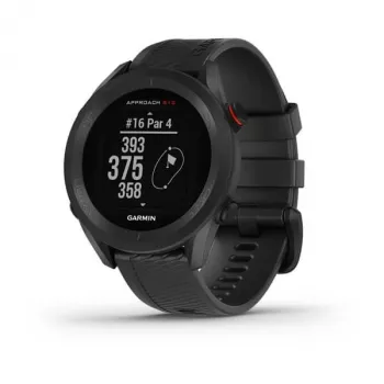 GPS golfa pulkstenis GARMIN Approach S12 Melns, 43 mm korpuss, silikona siksniņa, 30 h GPS akumulators