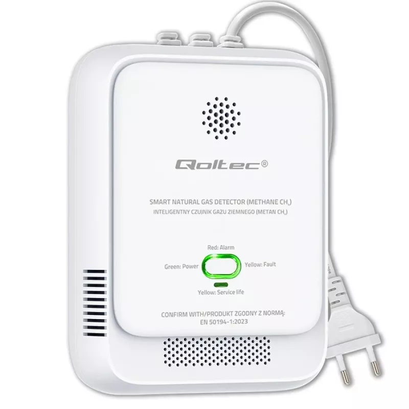 Gāzes noplūdes sensors QOLTEC NG 85dB LE – dabasgāzes (CH4) detektors, skaņas signāls 85 dB