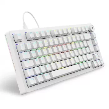 Tastatūra Sharkoon SGK25 75% QWERTZ USB vadu RGB LED balta