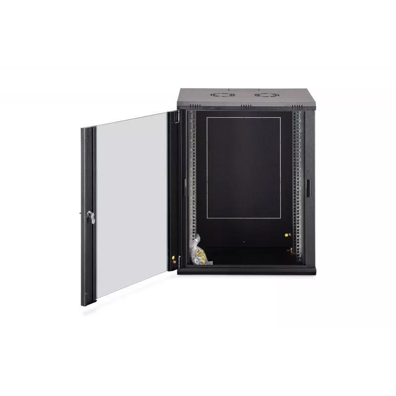 Sienas stiprinājuma tīkla skapis 19 inch Dynamic-N 16U 600x450 melns DN-37113