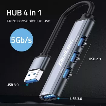 USB centrmezgls QOLTEC 53793 — USB 3.0 ieeja, 3× USB 2.0 porti
