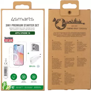 4smarts 3in1 Premium Starter Set mobilā telefona starta komplekts Caurspīdīgs Balts