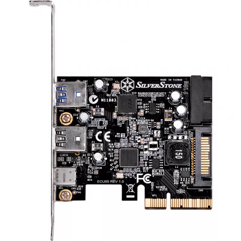 SilverStone ECU05 - USB adapter - PCIe 2.0 x2 Low Profile - USB 3.1 Type C x 1 + USB 3.0 x 2 + USB 3.0 (iekšējais) x 2 (SST-ECU05)