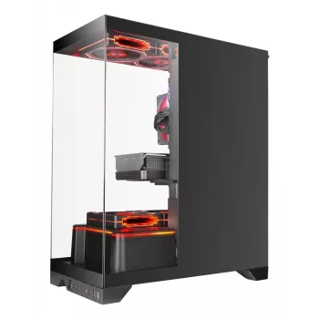 TACENS Mars Gaming MCPRISMA Midi Tornis PC korpuss, Melns, rūdīts stikls, atbalsta ATX/Micro-ATX/Mini-ITX, 2x3.5 collu + 2x2.5 collu sloti