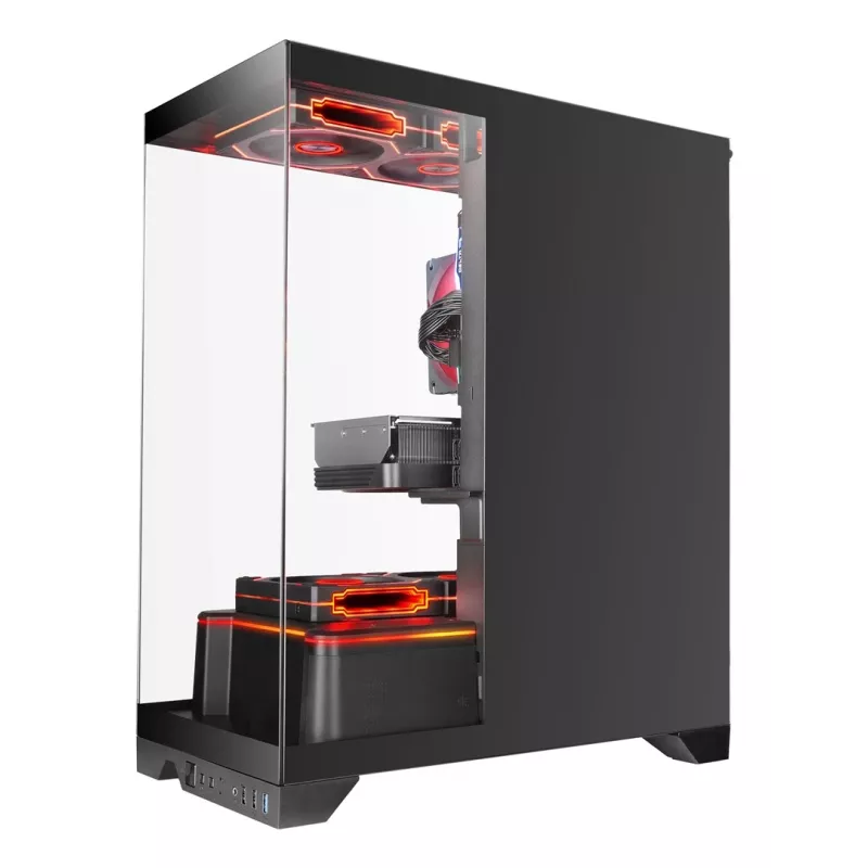 TACENS Mars Gaming MCPRISMA Midi Tornis PC korpuss, Melns, rūdīts stikls, atbalsta ATX/Micro-ATX/Mini-ITX, 2x3.5 collu + 2x2.5 collu sloti