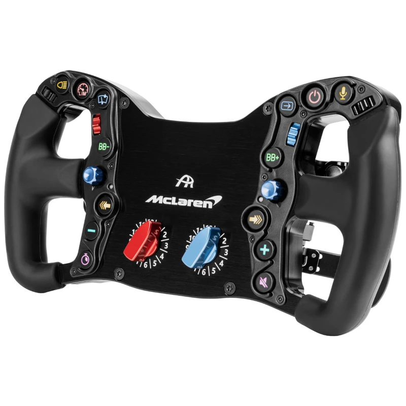 Sacīkšu stūre Ascher Racing McLaren Artura Pro‑SC — tauriņveida ātrās atvienošanas mehānisms