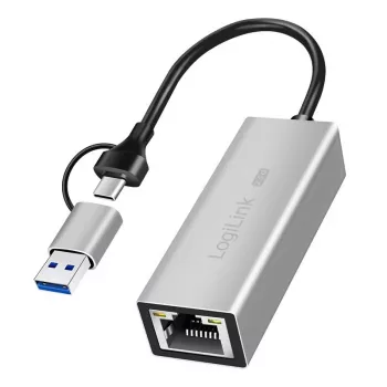 USB-A/-C uz 2,5G Ethernet adapteris, pelēks