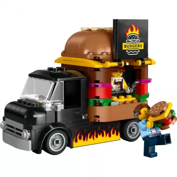 LEGO City Burger Furgons Bērniem no 5 Gadiem - Pārtikas Kravas Auto Ar Virtuvi Un Figūriņām