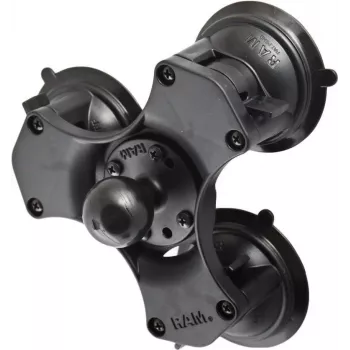 RAM Mounts RAP-365-224-1U Trīskāršā piesūcekņu pamatne ar 3,81 cm lodi, Twist-Lock, melna