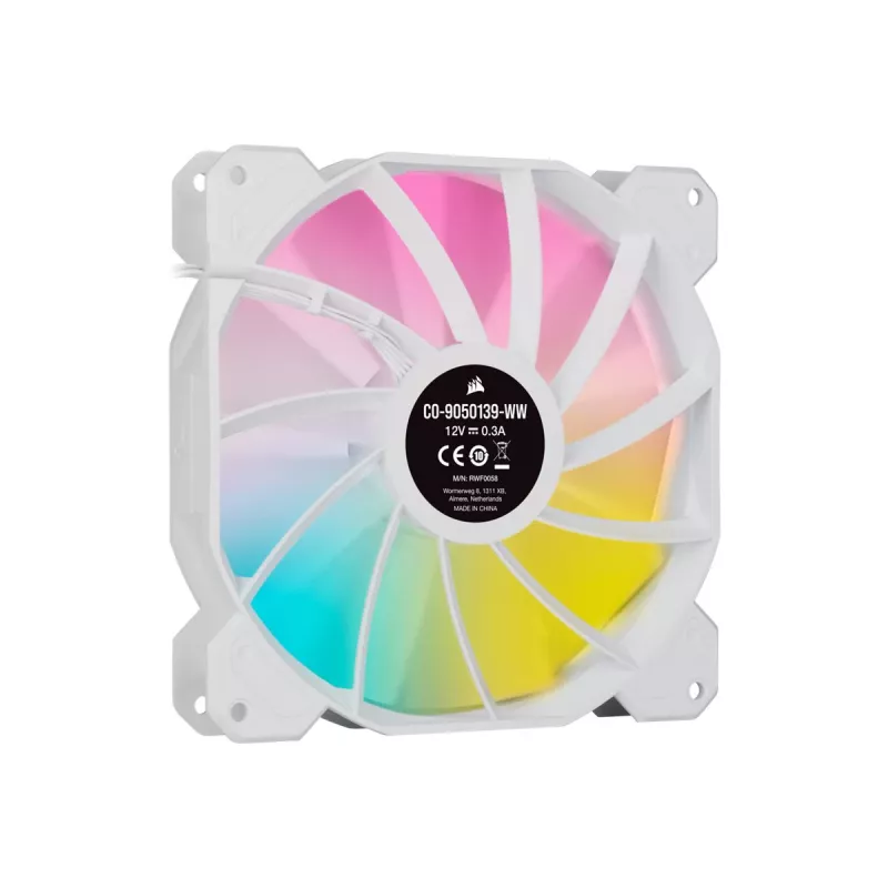 Corsair iCUE SP140 RGB ELITE 140mm Balts ARGB Reversā Lāpstiņa PWM Korpusa Ventilators 2-Pack