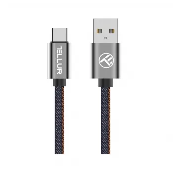 USB datu kabelis Tellur USB–Type-C 1 m Denim, pīts 1m kabelis uzlādei un datu pārraidei