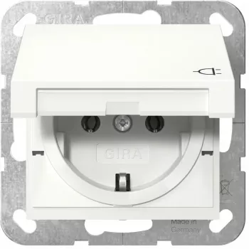 Strāvas kontaktligzda Schuko GIRA System 55, balta, dziļums 29 mm