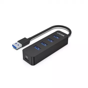 UNITEK uHUB Q4 USB 3.2 Gen 1 Type-A 5000 Mbit/s Melns USB centrmezgls