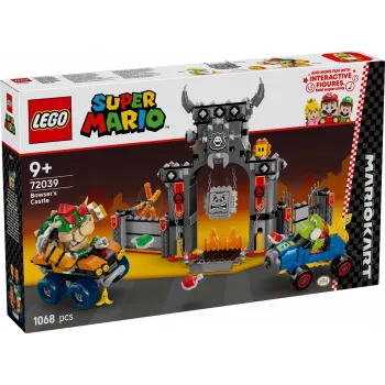 Būvējams komplekts LEGO 72039 Super Mario Bousera cietoksnis ar Mario Kart, interaktīvs rotaļu komplekts