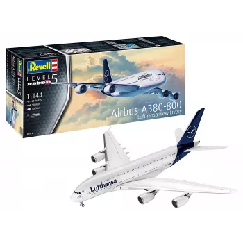 Salikts modelis Revell Airbus A380-800 Lufthansa Jaunā krāsojumā