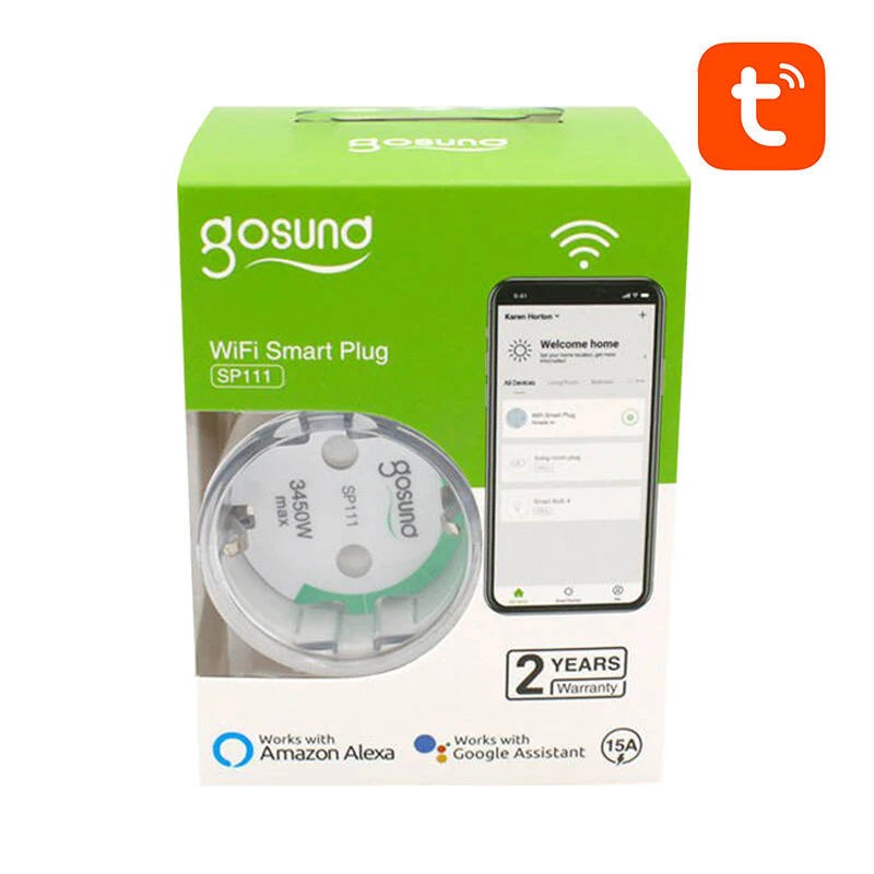 Viedais kontaktdakšs WiFi Gosund SP111 3680W 16A, Tuya 2 iepakojumā