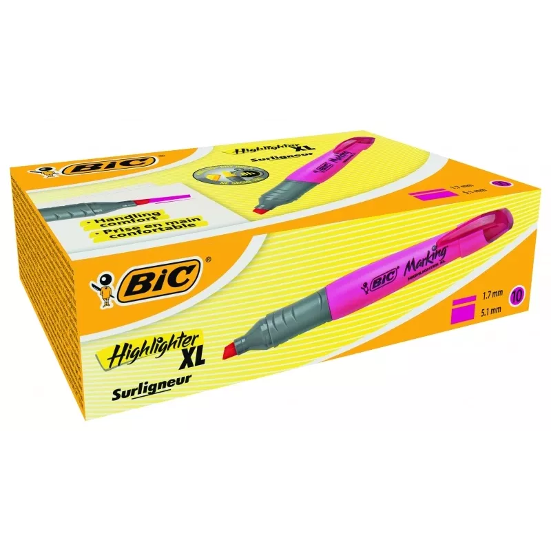 BIC Highlighter XL marķieris 2-5 mm, rozā, Kaste 10 gab. 247130