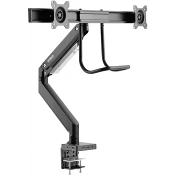 SpeaKa Professional SP-MM-820 Divu monitoru galda stiprinājums 43,2 cm (17 inch) - 81,3 cm (32 inch) ar integrētu dokstaciju, gāzes atsperes tehnoloģija, slīpums, grozāms (SP-10506480)