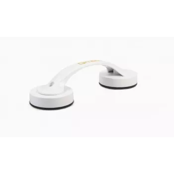 Sienas turētājs ar piesūcekni Qmed DRQM6D0AAXXXP — technopolimērs, 20 cm dziļums, līdz 30 kg, balts, 65×53 mm