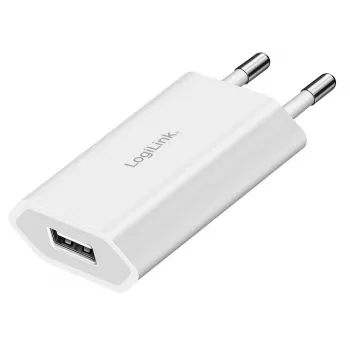 USB-A sienas lādētājs, 5W, 5V/1A, 1xUSB-A, balts