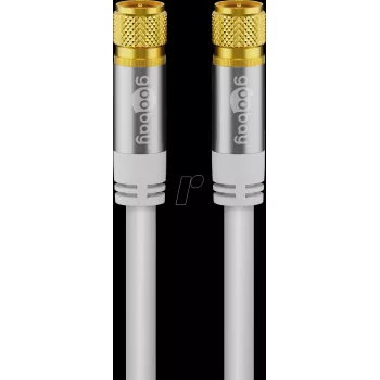 Goobay SAT antennas kabelis (135 dB tips), 4x ekranēts, 10 m, balts - apzeltīts, F-spraudnis > F-spraudnis (70653)
