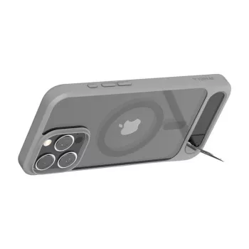 Aizsargmaciņa Torras Pstand Series iPhone 16 Pro Max, pelēka, plāna ar iebūvētu statīvu