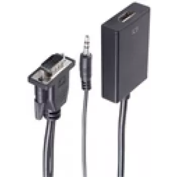 shiverpeaks BS10-01006 Video kabeļa adapteris 0,15 m VGA (D-Sub) + 3,5 mm HDMI A tipa (standarta) melns
