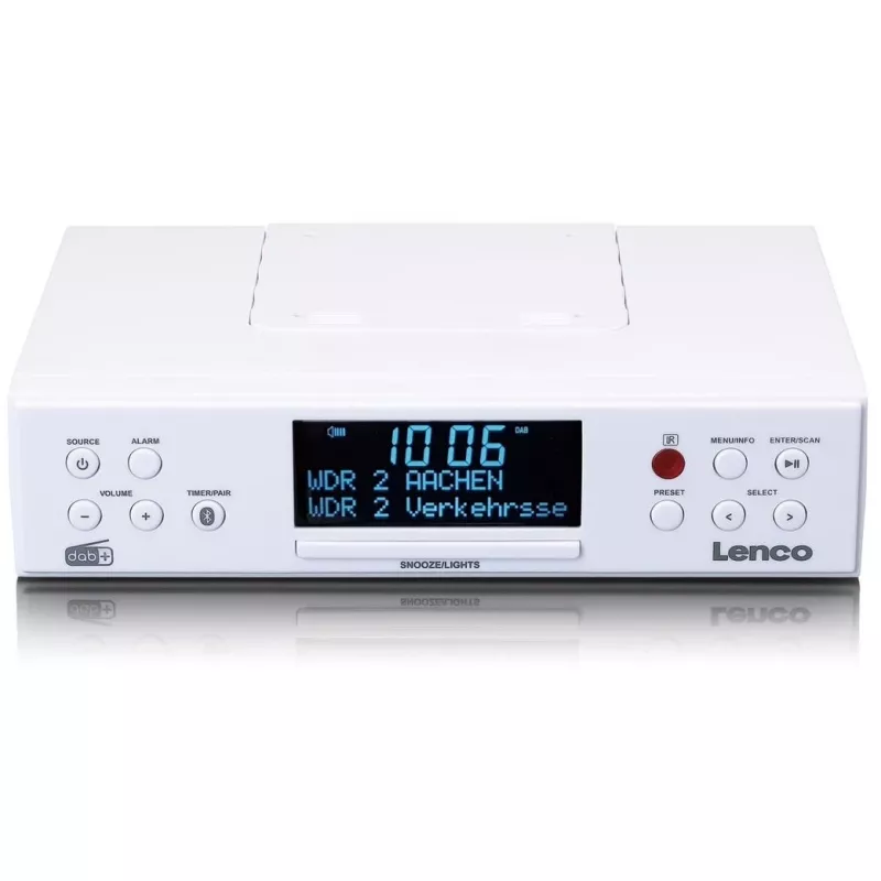 Lenco KCR-190WH virtuves radio zem skapjiem ar PLL FM, DAB+ un Bluetooth, balts