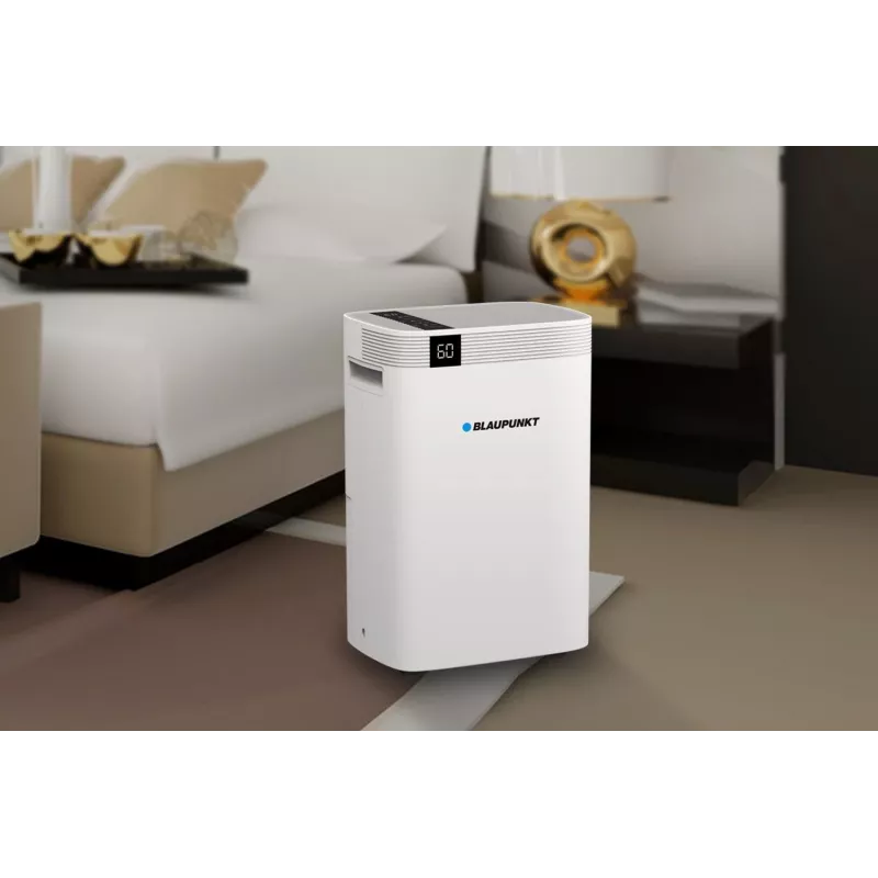 Gaisa sausinātājs BLAUPUNKT ADH601 — 2,5 L tvertne, 16 l/diennaktī, 245 W, 48 dB, Wi‑Fi, 20–40 m², balts