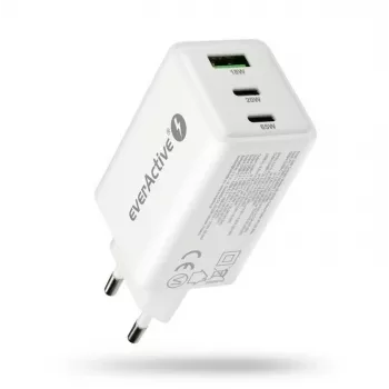 Lādētājs everActive SQ-655Q 65W, 1×USB-A + 2×USB-C ātrā uzlāde