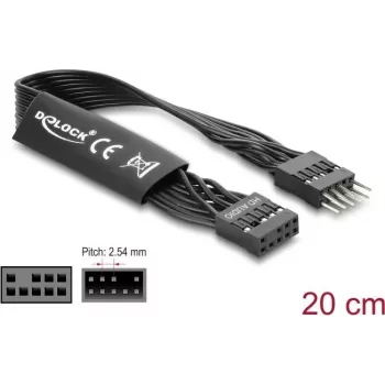 Paralēlais kabelis DELOCK 86049, 9-pin uz 9-pin, garums 0,2 m, melns