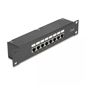 DeLOCK 10 collu savienotājpanelis 8 porti Cat.6 RJ45 Melns 1U