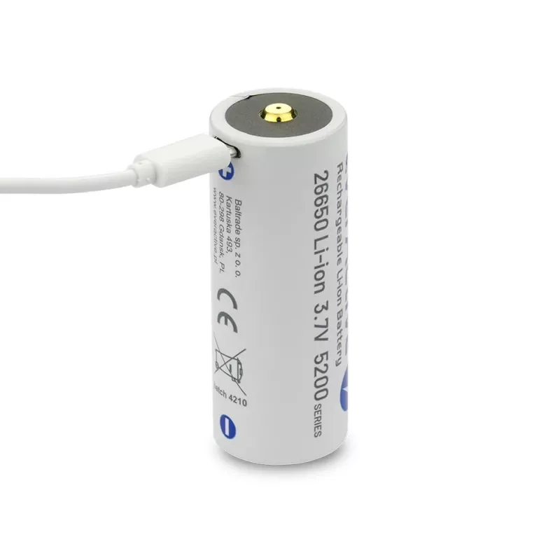 Akumulatora baterija everActive EV26650-52M 3.7V 5200mAh ar Micro USB uzlādi