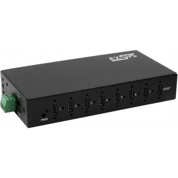 EXSYS GmbH 7-portu USB 3.2 Gen 2x1 metāla centrmezgls, 7x USB-C, 57W (EX-12277HMS)