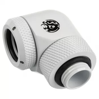 Adapteris 90° G1/4 vīriešu uz 14mm cieto cauruli, grozāms — BitsPower BP-DWE90RML14, balts