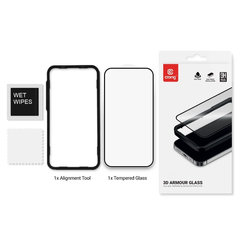 Aizsargstikls Crong 9H Full Glue iPhone 16/15