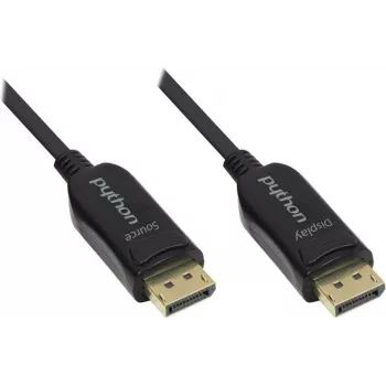 Optiskais hibrīda DisplayPort 1.2 savienojuma kabelis, 4K2K / UHD 60Hz, apzeltīts spraudnis un vara kontakti, melns, 100m, PYTHON® sērija (GC-M0180)