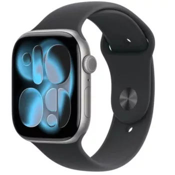 Apple Watch Series 11 GPS 46mm Space Grey Aluminium korpuss ar Melnu Sporta Siksniņu M/L