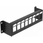 Patch panel DELOCK 86611, metāla 19 collu 1U, 44 mm platums, 41.6 mm augstums, 175 mm dziļums, melns